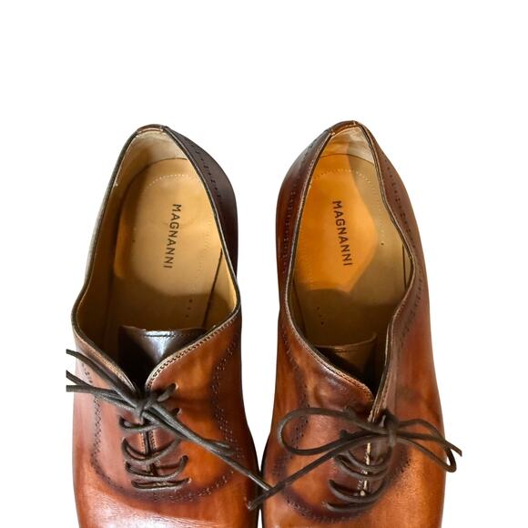 Magnanni Leyton Cap-Toe Oxford Dress Shoes Mens 10.5 Brown Cognac Leather Brogue main image 8